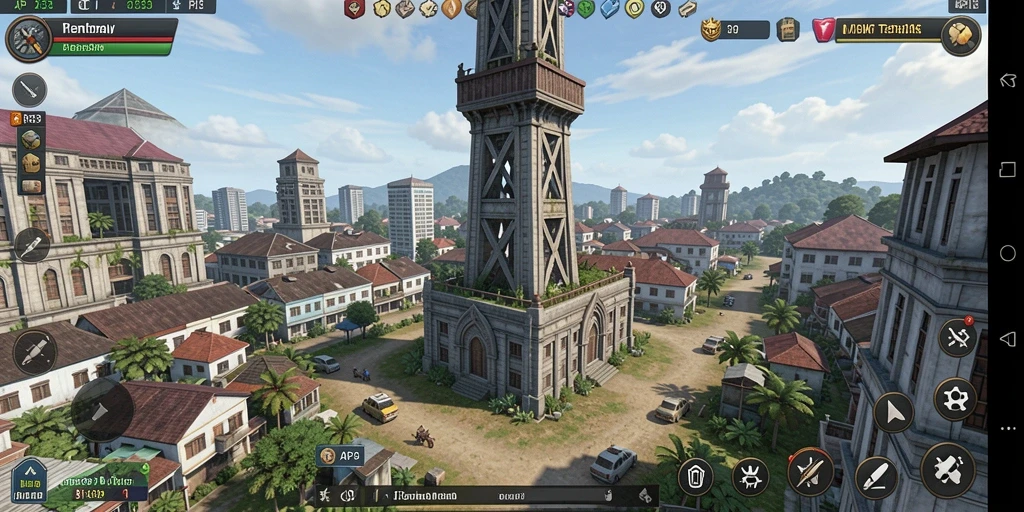Tampilan gameplay menara pertahanan yang mendebarkan dan strategis.