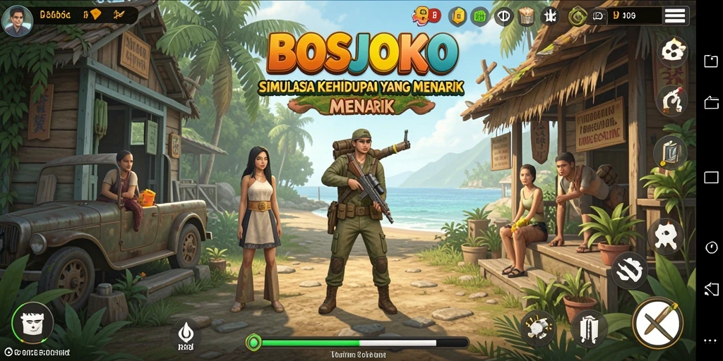 Tangkapan layar utama menunjukkan pengalaman gameplay BOSJOKO yang interaktif.