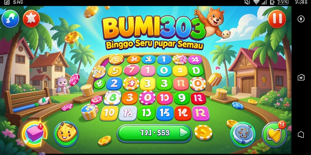 Tampilan gameplay BUMI303 yang seru dan penuh warna di layar.