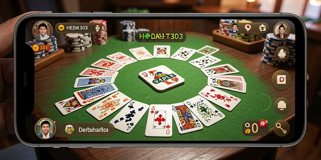 Tampilan menarik dari gameplay Gaple di HEBAT303.