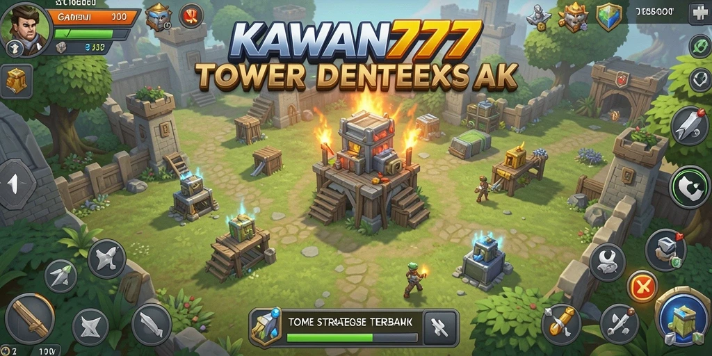 Tampilan dalam game KAWAN777 yang menegangkan dalam mode Tower Defense.