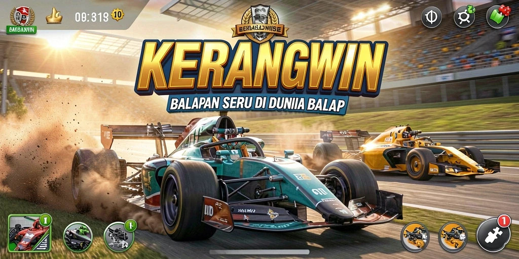 Gameplay seru KERANGWIN dengan balapan yang mendebarkan.