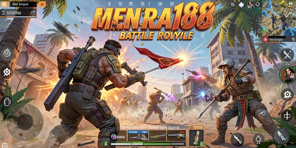 Screenshot gameplay MENARA188 menampilkan momen seru dalam pertempuran Battle Royale.