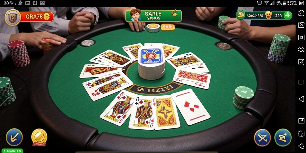 Tampilan seru dari gameplay Gaple di ORA78.