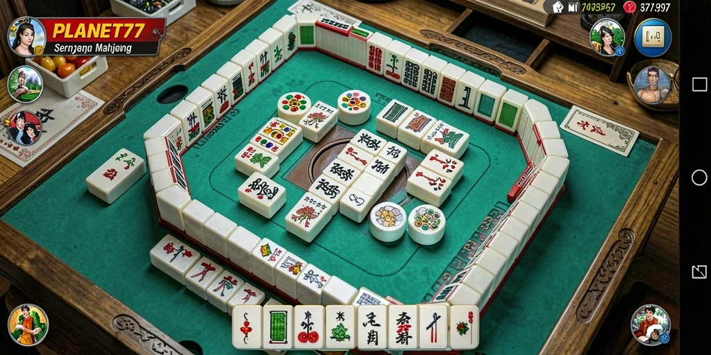 Screenshot dari permainan PLANET77 menampilkan gameplay Mahjong yang menarik.