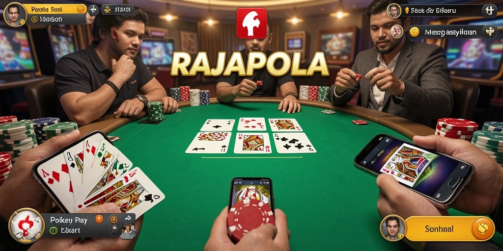 Tampilan gameplay seru RAJAPOLA dengan berbagai mode poker.