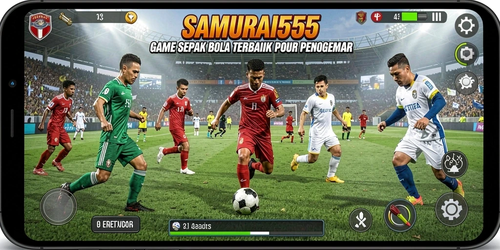 Tangkapan layar utama SAMURAI555 menampilkan aksi seru di lapangan sepak bola.